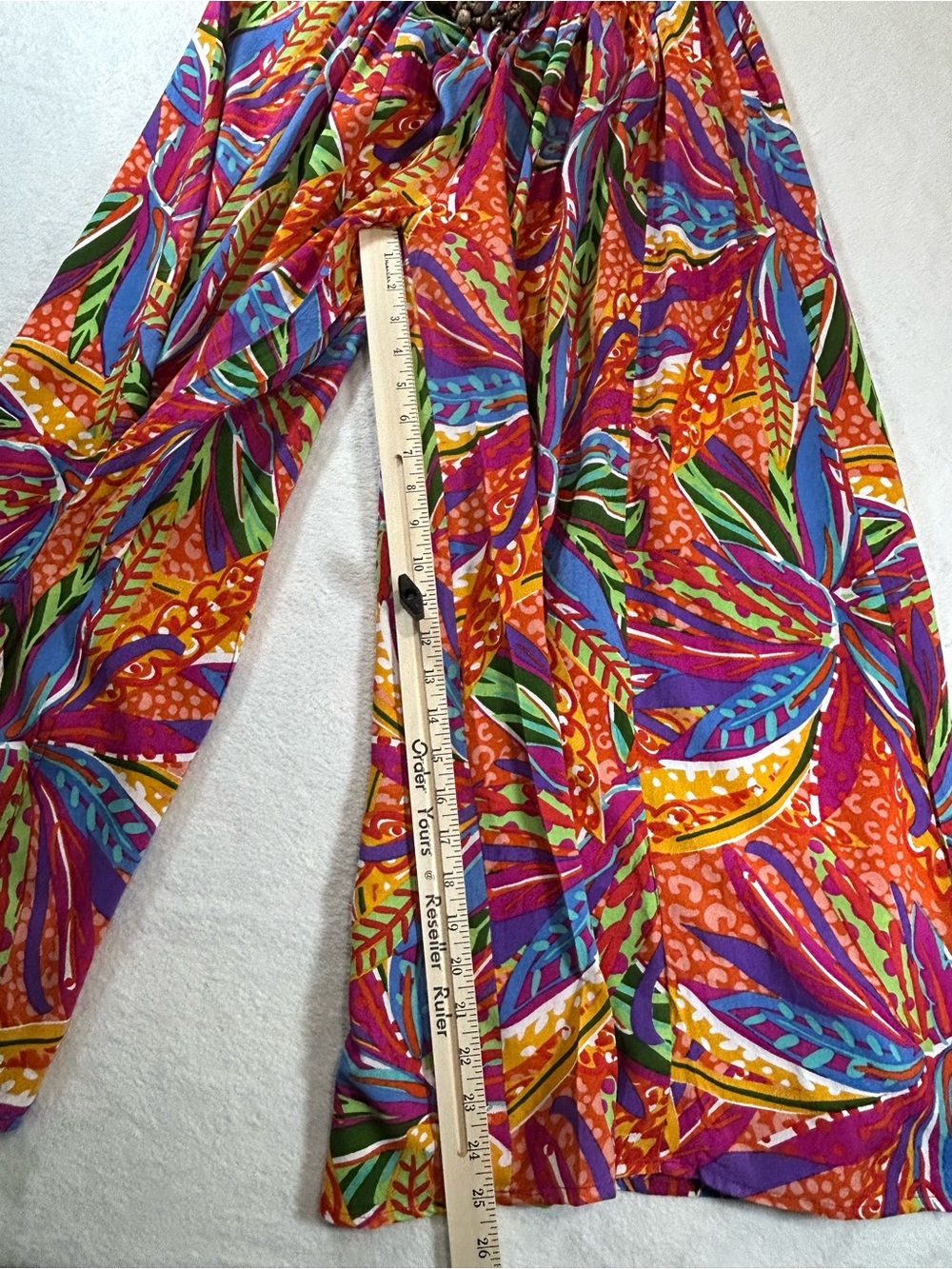 True Destinations Tropical Vibrant Super Wide Leg Palazzo Pants Resortwear Sz M - Picture 10 of 12
